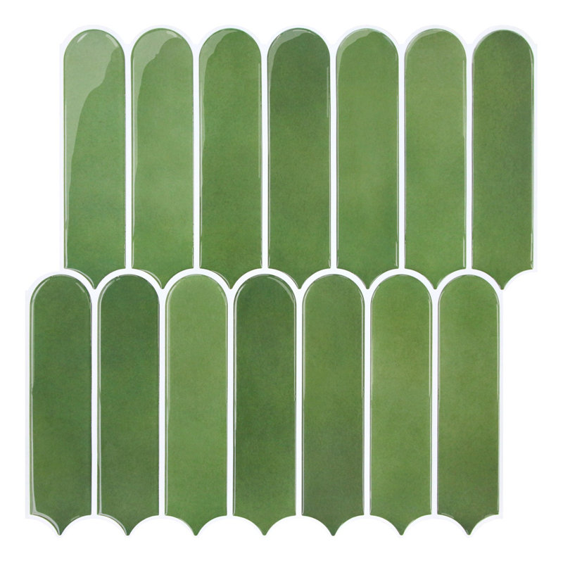 Carreaux de dosseret à écailles de poisson - motif plus épais 12 po x 12 po (ensemble de 10), Vert