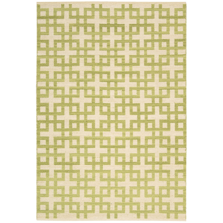 Maze Wool Trellis Area Rug in Moss