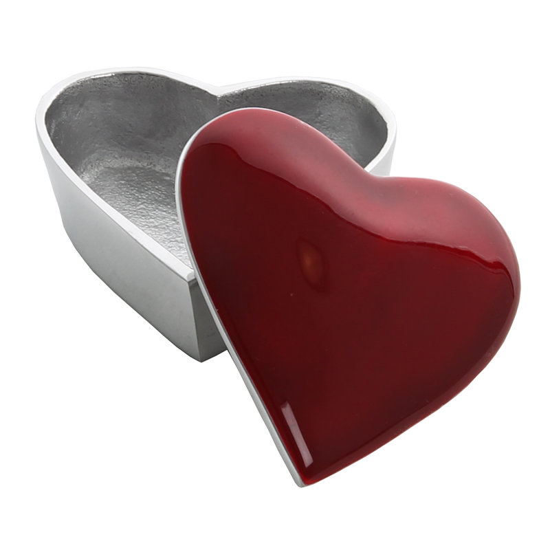 Metal Jewelry Box + Mirror, Red