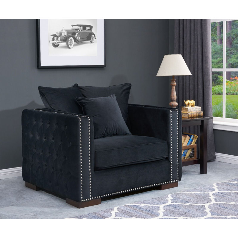 Velvet Armchair, Black