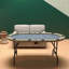 Table de poker pliable Soozier, table de poker ovale de 70 po au Texas Holdem pour 10 joueurs avec porte-gobelets, bleu et brun