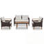 Ensemble de canapé d'extérieur en rotin 4 pièces avec coussin moelleux PE