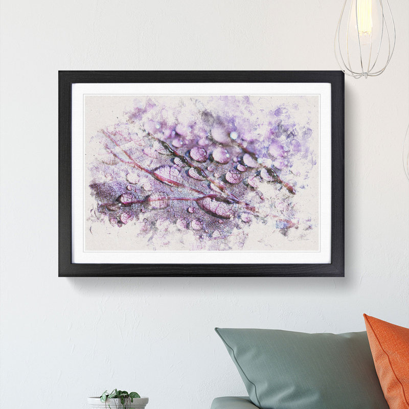 Dewdrops Upon A Lilac Leaf - Single Picture Frame Painting on MDF, 62cm H x 87cm W x 2cm D, Black Framed
