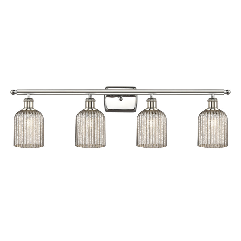 Fiennes 4 - Light Dimmable Vanity Light, Polished Nickel, Metallic Gray