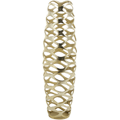 Zolly Aluminum Metal Tall Cutout Geometric Decorative Gold Vase
