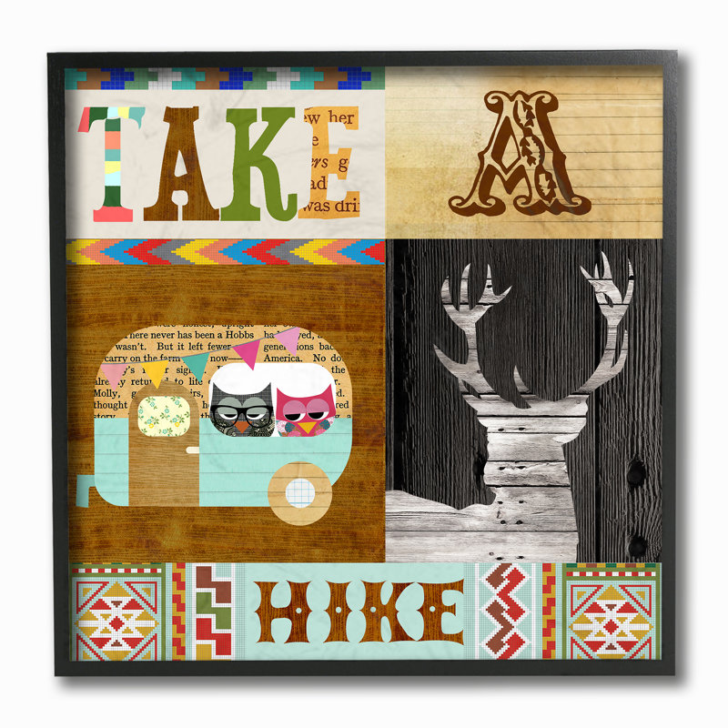 « take a randonnée camping country collage », impression, Giclée encadrée noir minuit, H 12 po x l 12 po