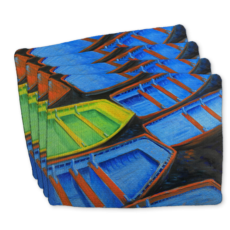 Ensemble de 4 napperons en polyester tressé pour petits canots | Décoration intérieure