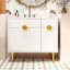 Meuble-lavabo de 36 po avec lavabo en résine, meuble-lavabo moderne, armoire de rangement avec porte à fermeture en douceur et porte rabattable