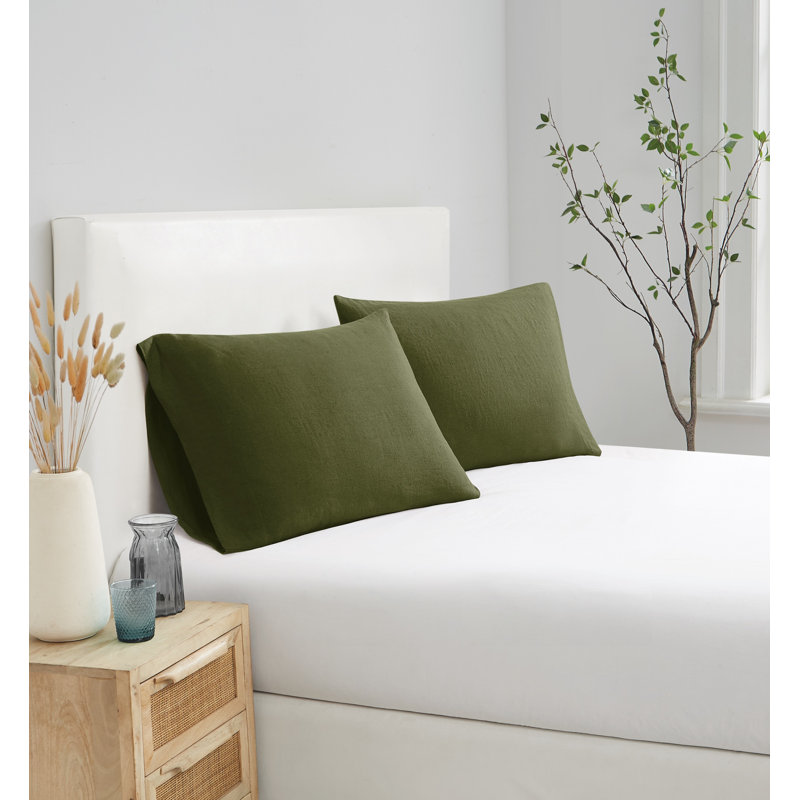 Brooklyn Loom Linen Pillowcase Pair, Moss Green, Standard
