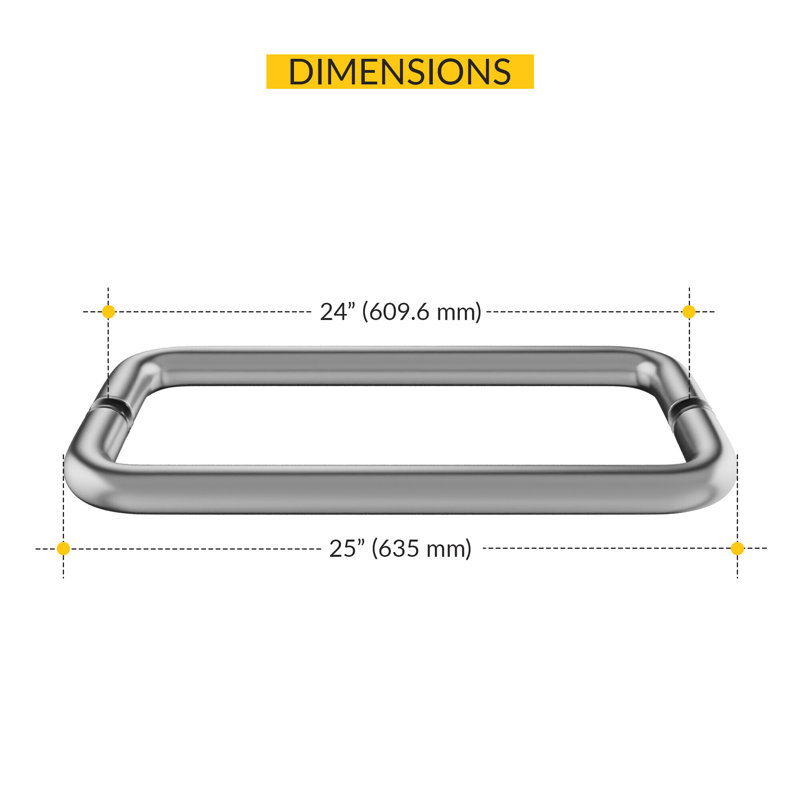 Porte-serviettes de douche tubulaire standard d'un centre à l'autre de 24 pouces Brixwell TB-24BTB-SA sans rondelles Satine