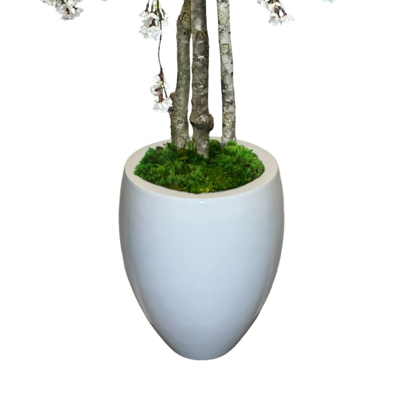 Faux Cherry Blossom Tree in Fiberstone Planter, 72" H x 34" W x 11.50" D