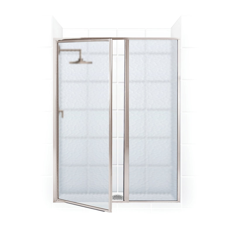 Legend Series 46" x 69" Hinged Framed Shower Door, Brushed Nickel, Clear