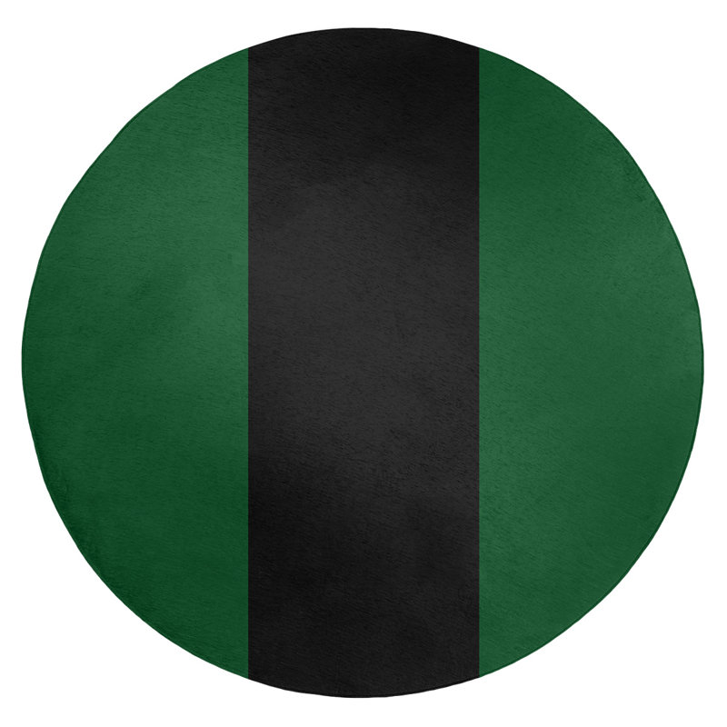 Tapis à rayures vert/noir, Rond 5 pi