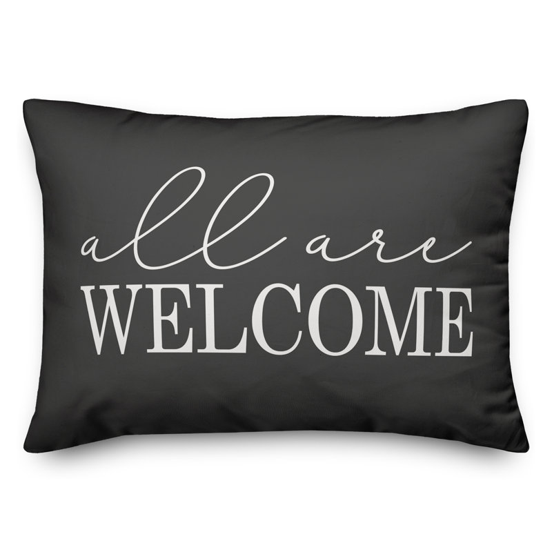 Textual Outdoor Throw Pillow, Charcoal