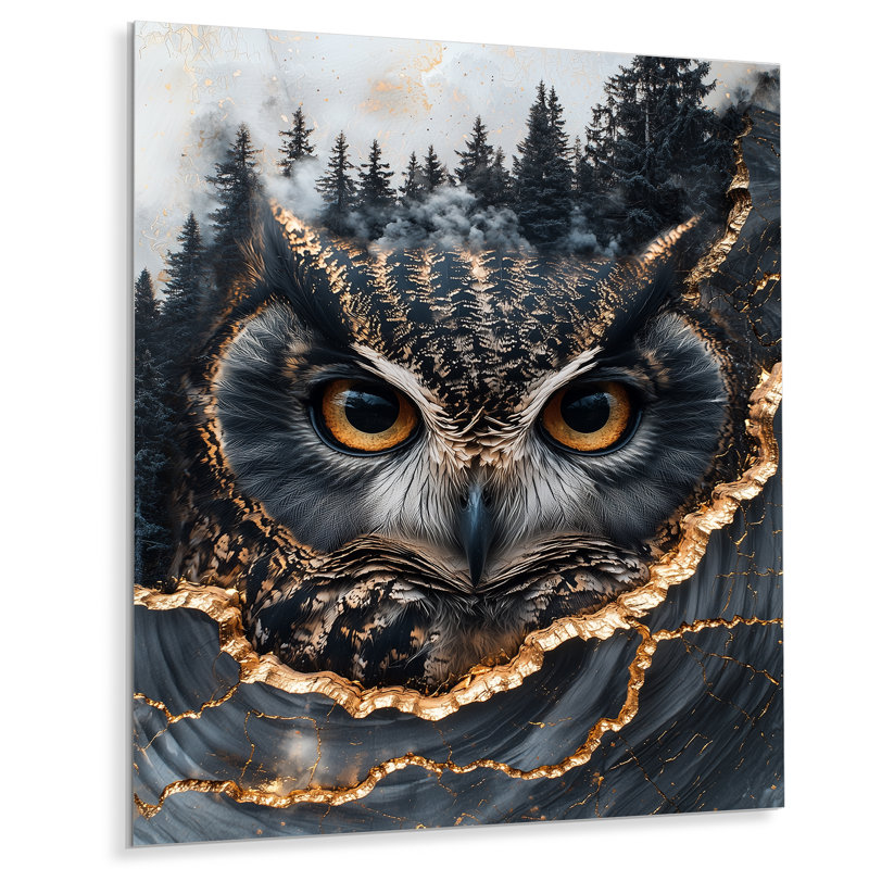 Rosalinde - impression de hibou sur métal, H 20 po x l 12 po