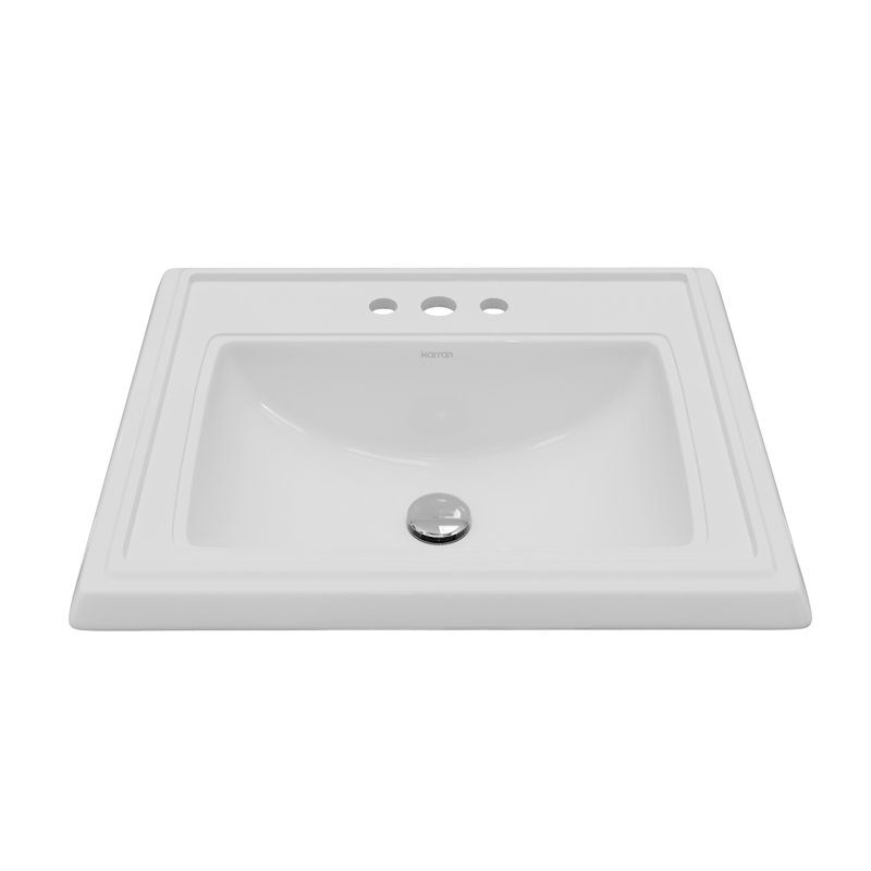 Karran Valera 23" Rectangular Top Mount Vitreous China Bathroom Sink in White