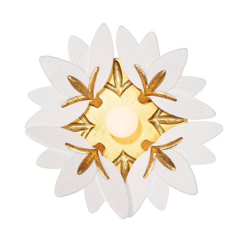Bloom 12-in Gold Leaf/Bone China Wall Sconce