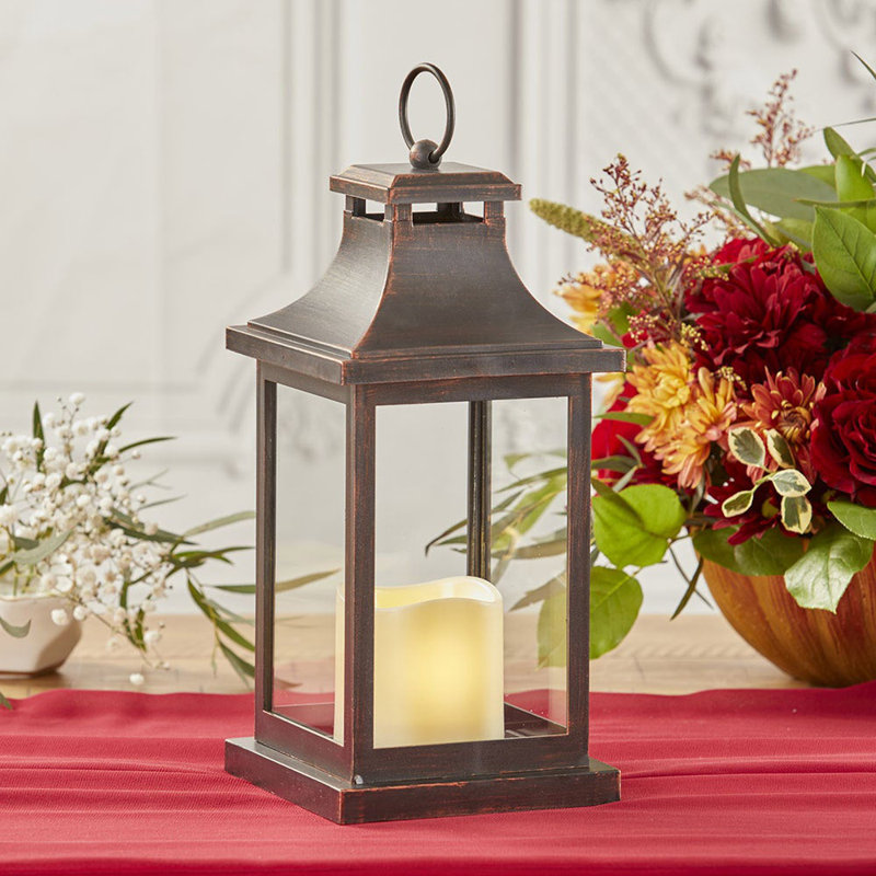 Lanterne de table avec bougie incluse, Cuivre