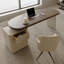 Bureau courbé en bois manufacturé brun noisette + blanc beige avec 1 tiroir-420606034