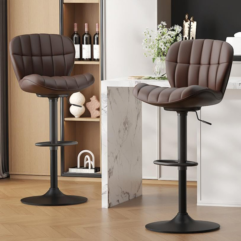 Tabouret de bar pivotant et réglable, Brun, 2