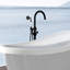 Robinet de baignoire autoportant avec douche à main - Métal, noir mat, option baignoire moderne