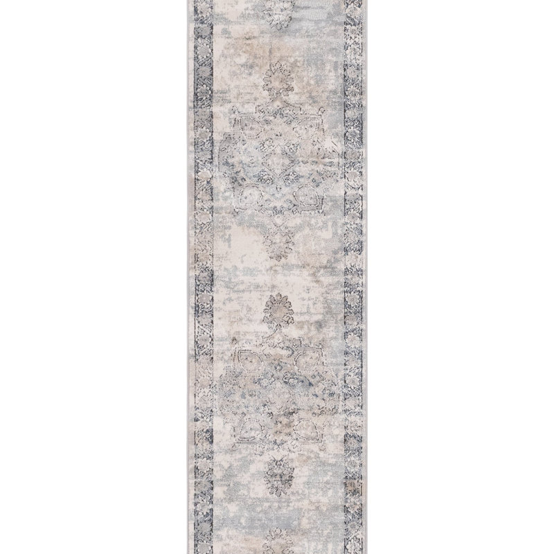 Tapis oriental gris Cambrie, Tapis de couloir 2 pi x 8 pi