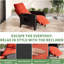 Fauteuil inclinable d'extérieur en osier avec dossier réglable, repose-pieds et table, brun / rouge-1212357344-1212357375