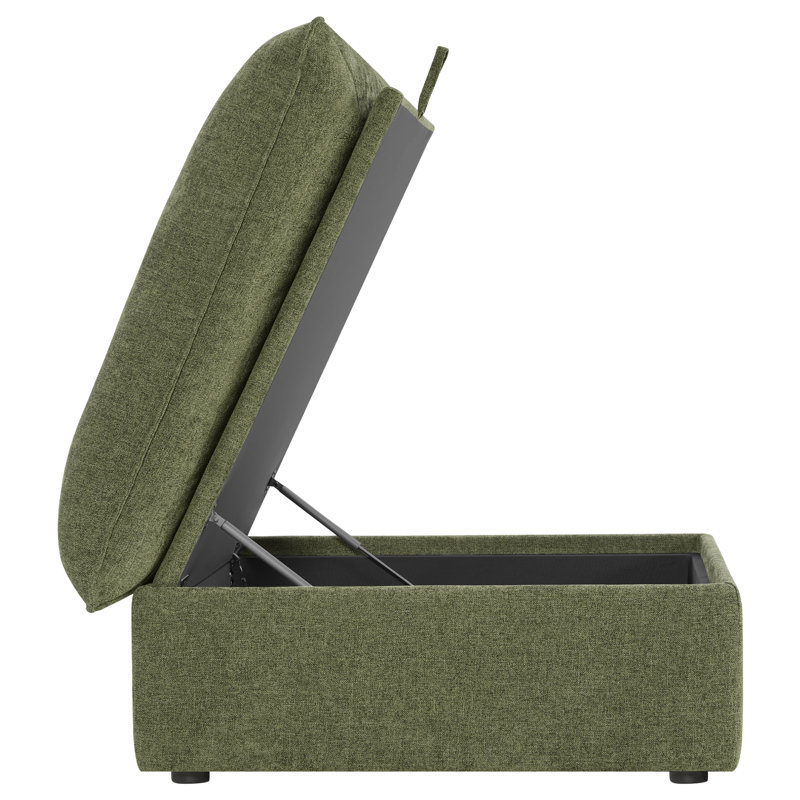 Square Storage Ottoman, Moss Green