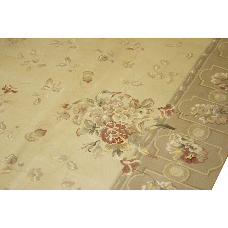 Tapis beige noué à la main de haute qualité