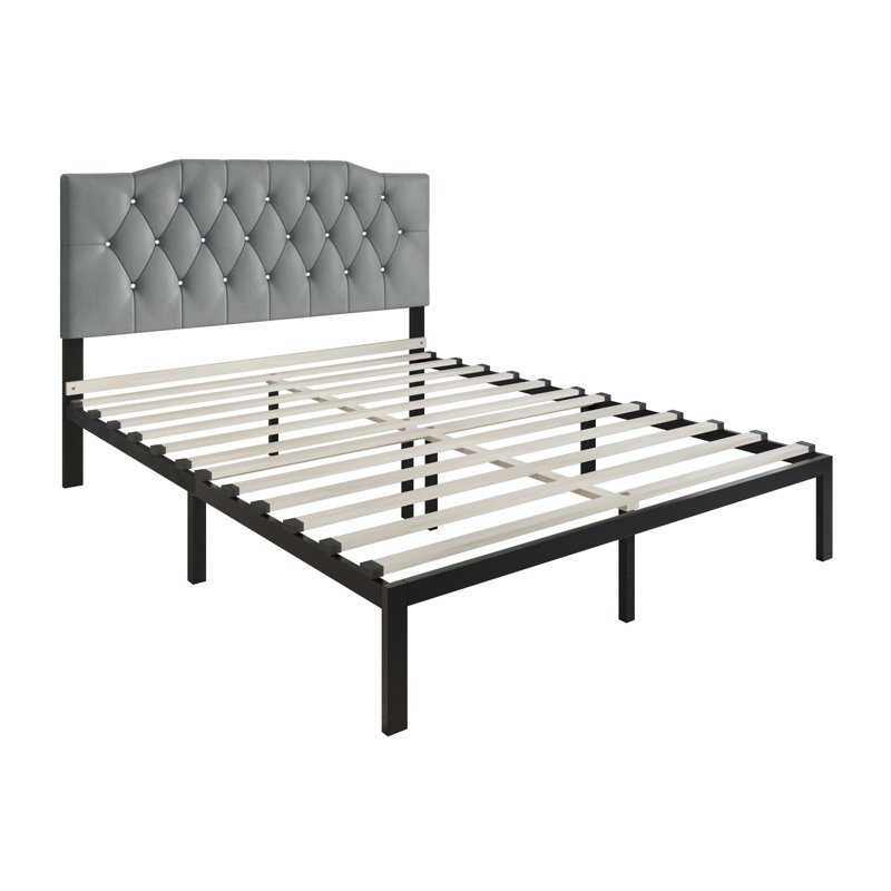 Dshawn Upholstered Bed, Light Grey, Twin