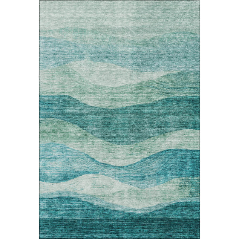 Premium Machine Washable Krause AMF1141 Swirls Rug, Rectangle 8' x 10'