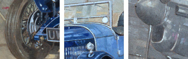 Azzurro " Able Mable And The Blue Lagonda " by Peter Miller, Black Framed, 20" H x 26" W x 1" D
