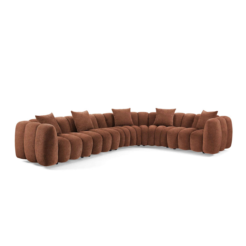 Ollis Minimore Modern Style Winnie L Shape Type2 5S Sofa, Rust Chenille
