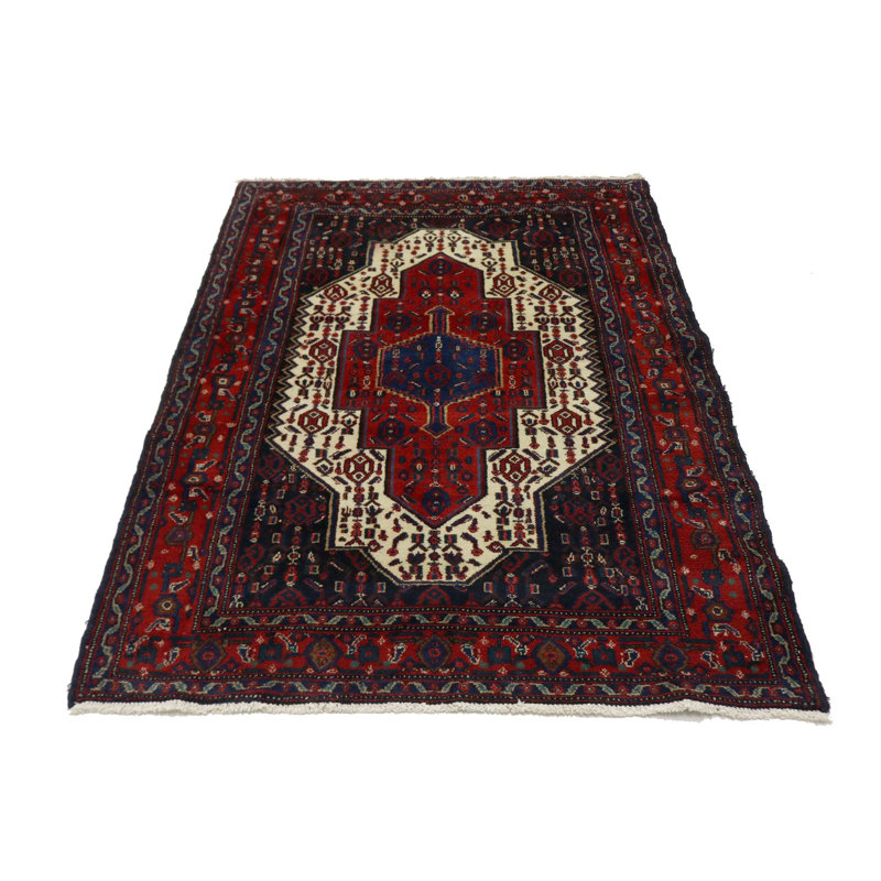 Tapis oriental rouge / bleu en laine noué à la main Fontlan