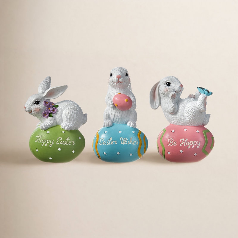Ensemble de 3 décorations de table pour lapin de Pâques en H 4,5 po