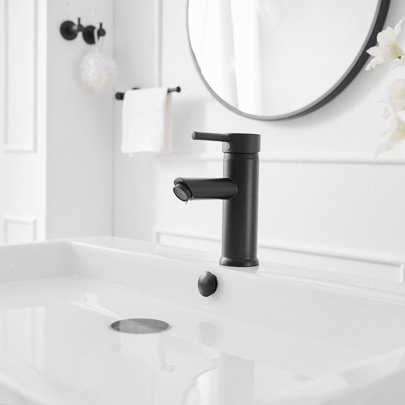 Single-handle Bathroom Faucet with Drain Assembly, Matte Black, Yes