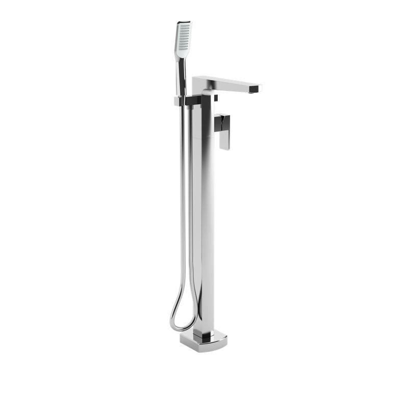 Robinet de baignoire autoportable à fixation au plancher à poignée simple avec douche à main Grafik