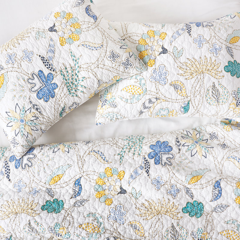 Courtepointe réversible en coton Brie Hayley, Courtepointe double/grand, Lagon