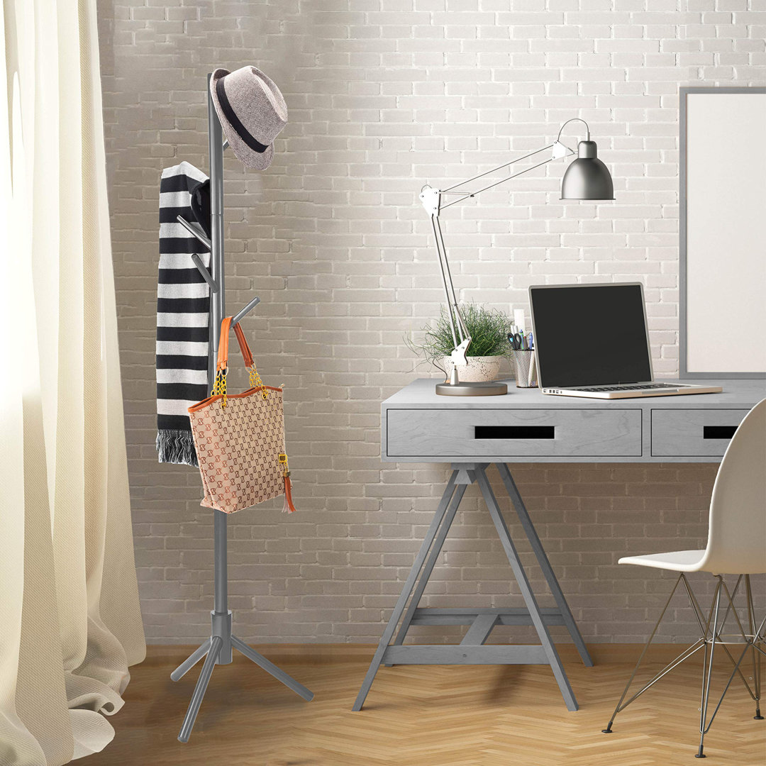 Alexsi Solid Wood 6 - Hook Freestanding Coat Stand