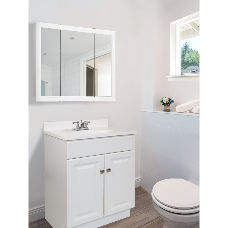 Meuble-lavabo de 25 po avec plateau Wyndham, prêt à assembler, Blanc