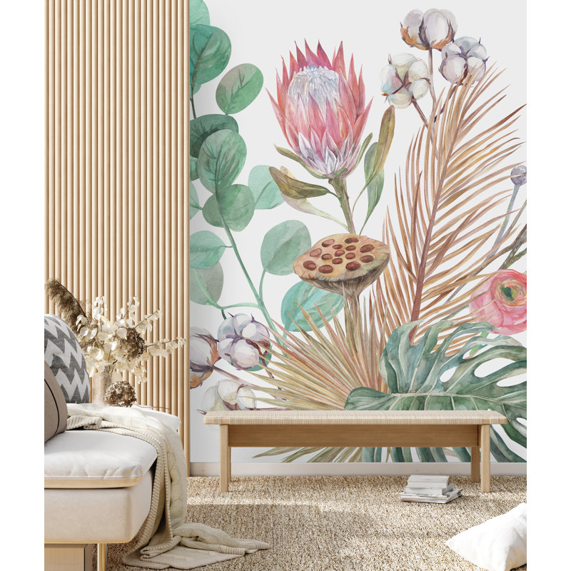 Floral Wall Mural, 8.34" W x 100" L, Paper
