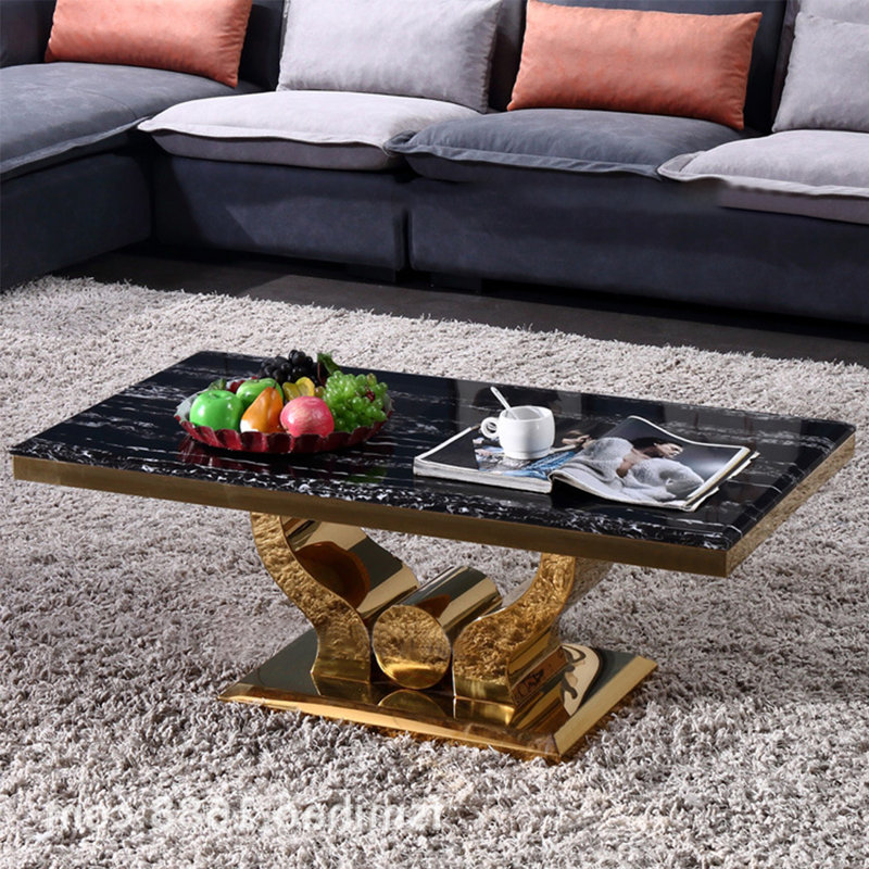 Table basse à piédestal, H 17,72 po x L 51,18 po x l 27,56 po, Noir / blanc