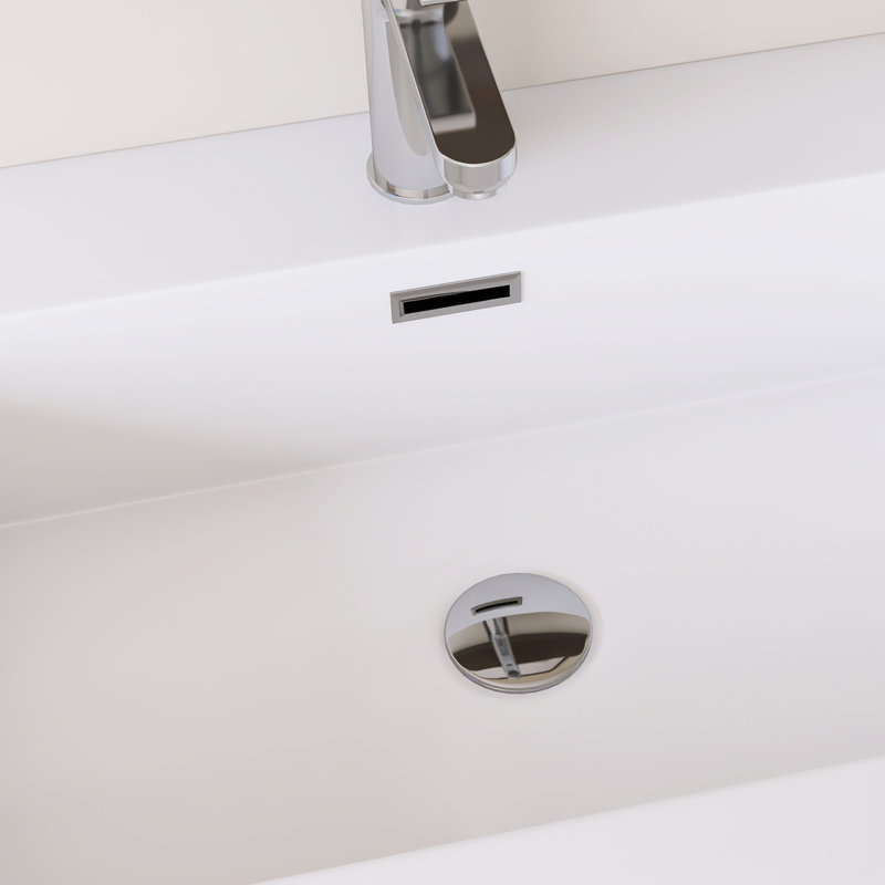Meuble-lavabo mural simple avec plateau en résine intégré blanc, Blanc, 36"