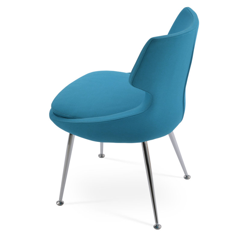 Chaise en métal Patara, Tissu turquoise ère