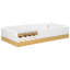 Twin Size Upholstered Platform Bed with Guardrail & Storage Bags, Natural