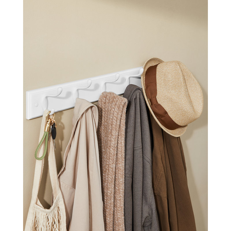 Wall Mounted Coat Rack, 5 Double Metal Hooks