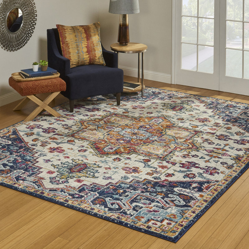 Elyse Tyrella Multicolored Modern Oriental Medallion Area Rug, Rectangle 5'3" x 7'