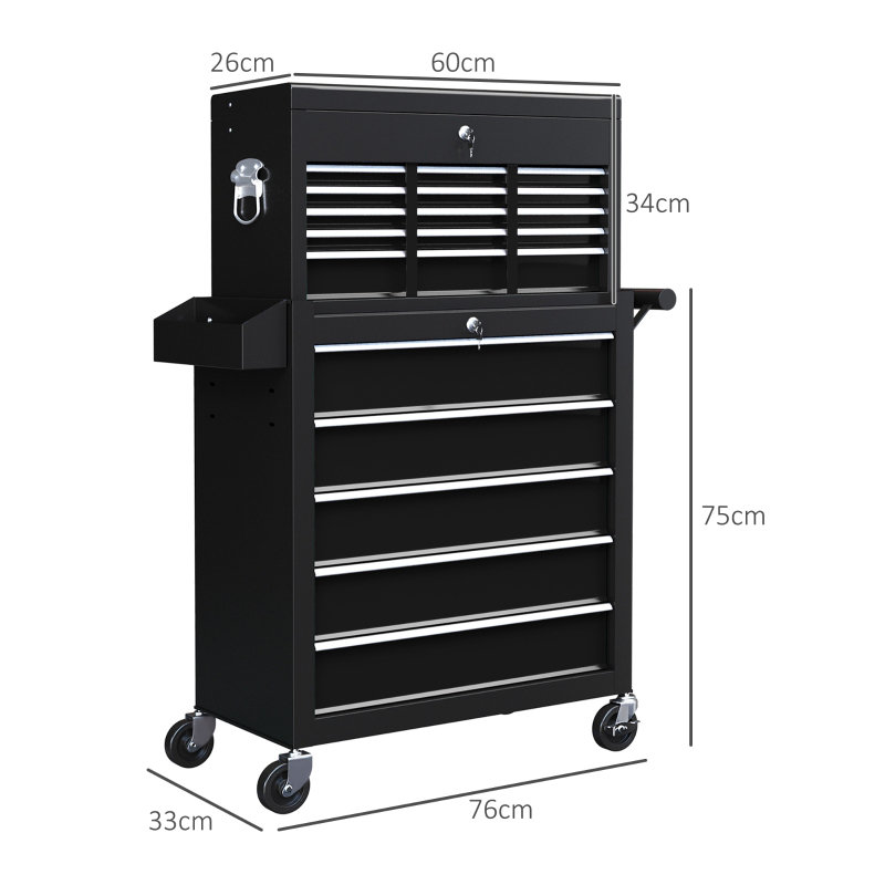 ToolVault 14-Drawer Premium Tool Storage Chest with Removable Top and Powder-Coated Steel Construction
