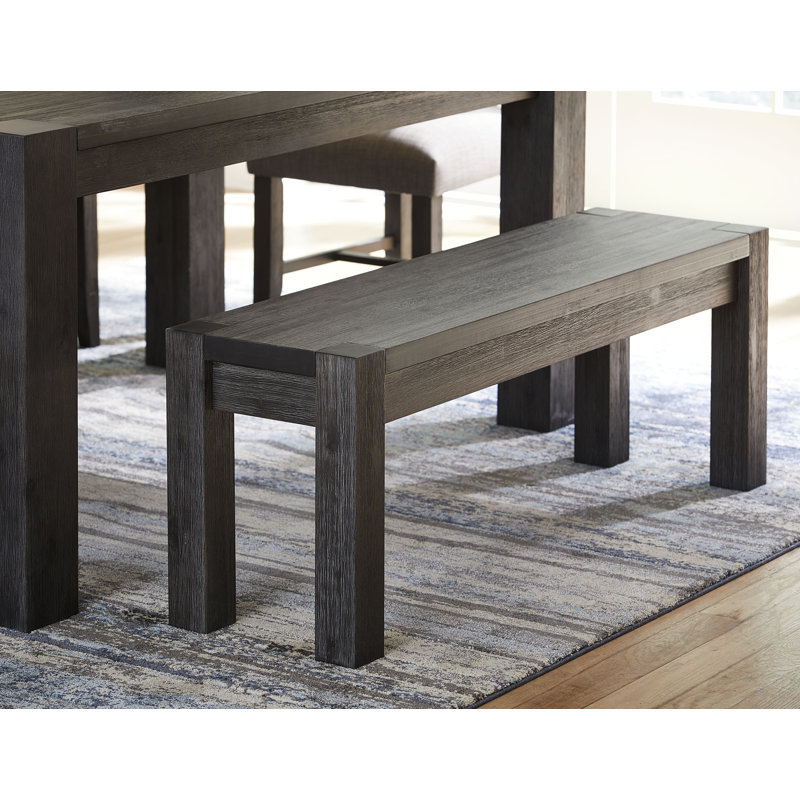 Banc en bois massif Kaicey, Gris foncé