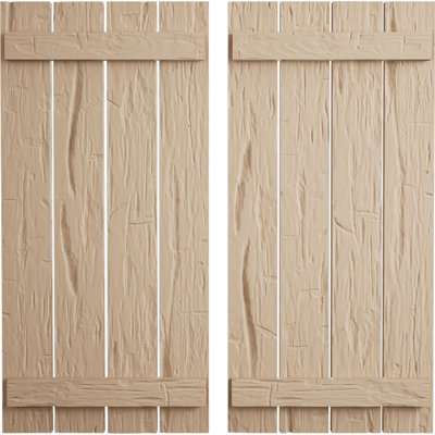 Volets rustiques en faux bois à quatre planches espacées (par paire)